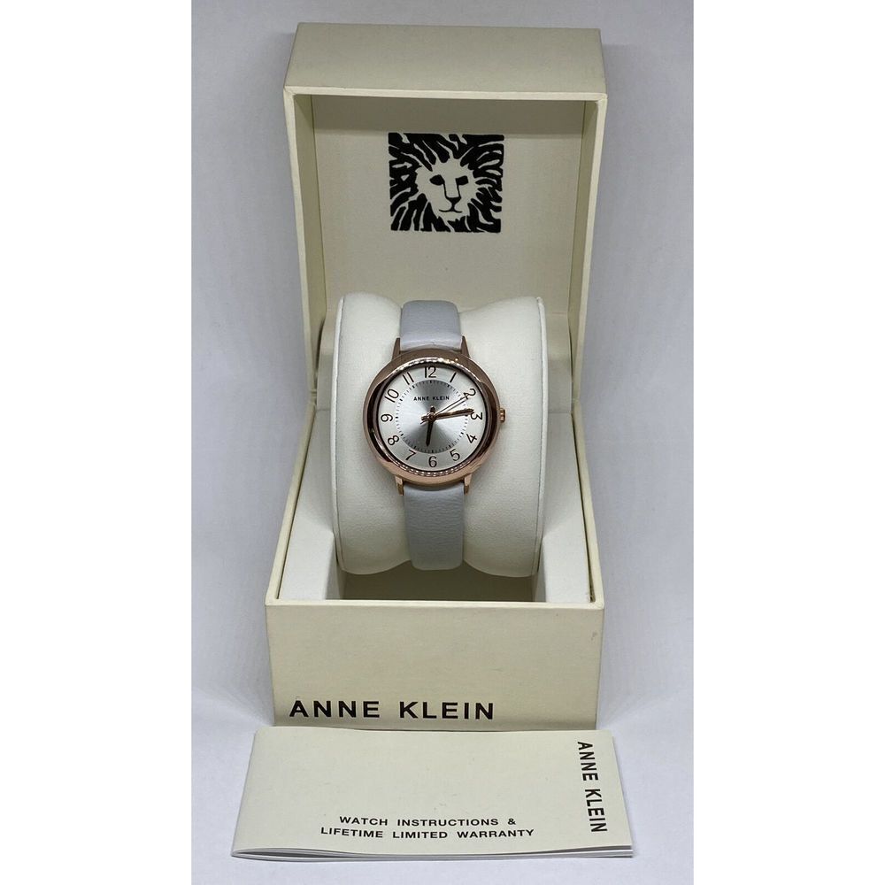 Anne Klein AK/3154 Women's White Leather Analog Silver Dial Quartz Watch BW75